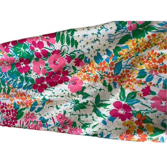 Vintage 60s Chiha Floral Midi Dress Short Sleeve Scallop Trim Pink Green Size S - Picture 2 of 9